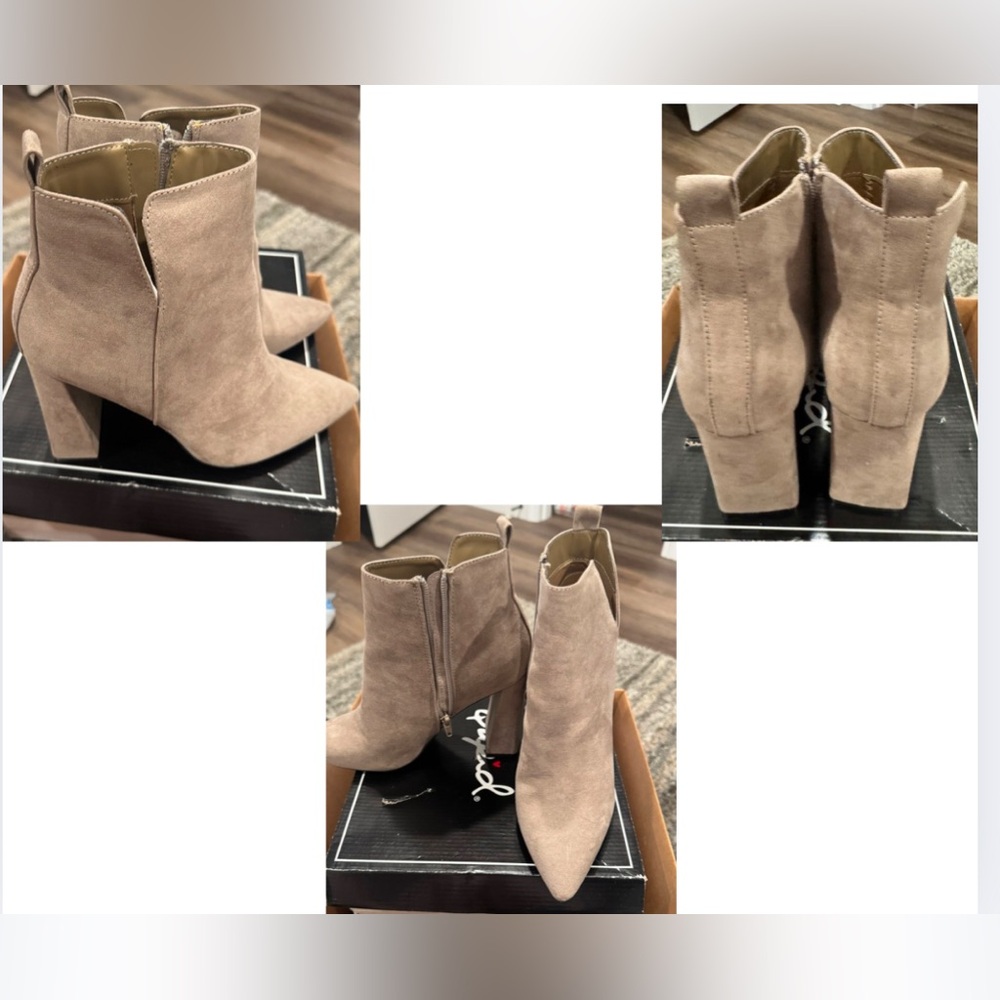 Tan Booties with wedged heel